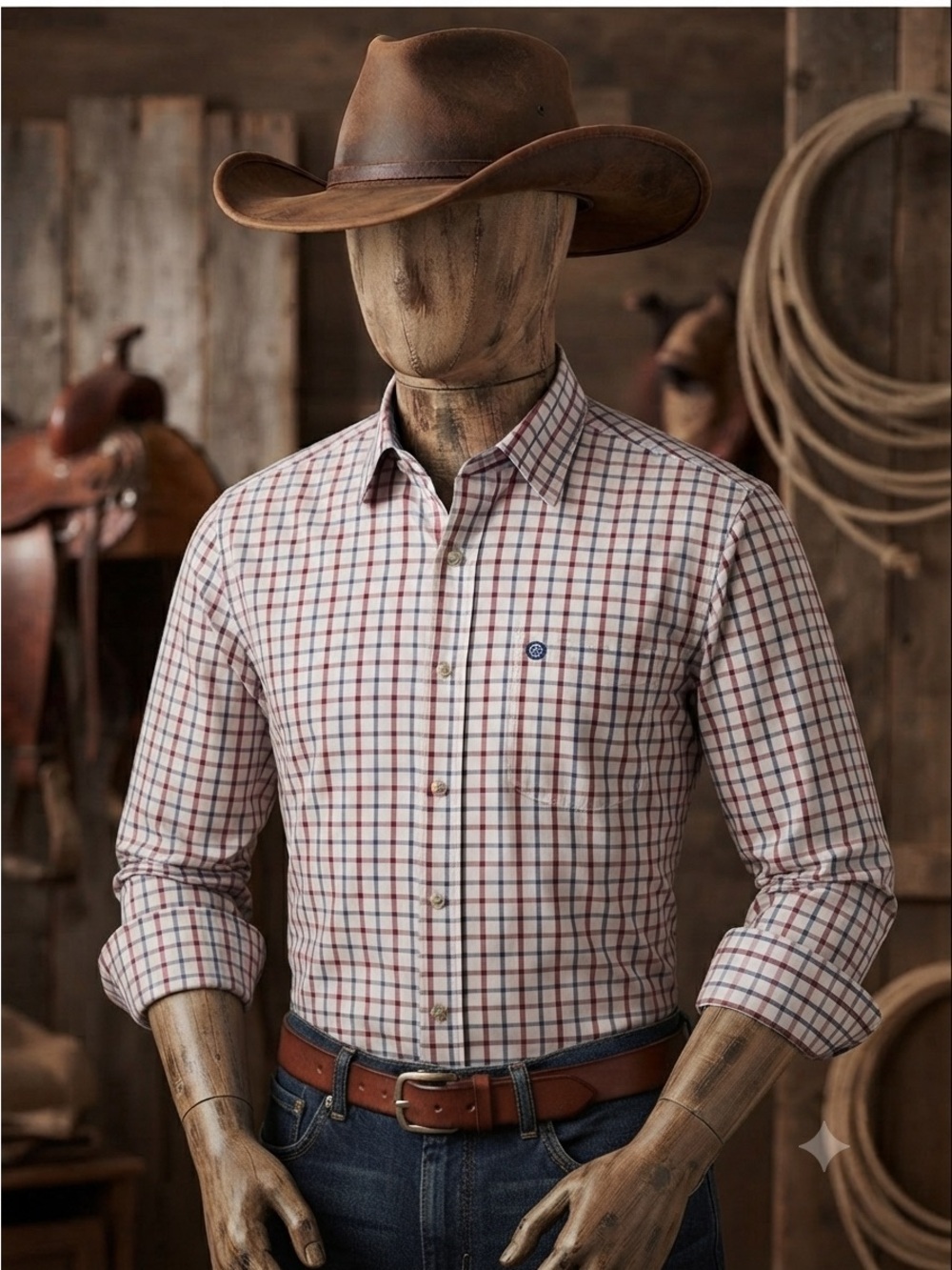 Wrangler George Strait Cowboy Cut Men's Red, White & Blue Button-Down LT Flaw